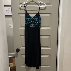 Express hi low black dress with blue sequin
